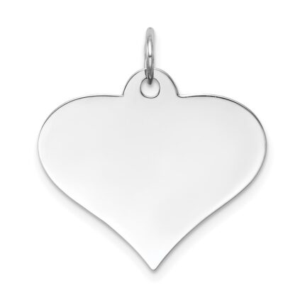 14k White Gold Plain .018 Gauge Engraveable Heart 19x22mm Disc Charm