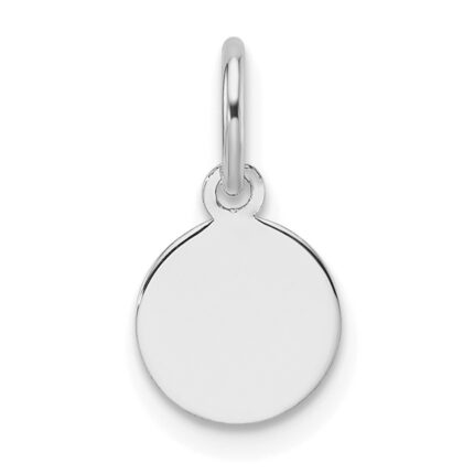 14k White Gold Plain .009 Gauge Round Engravable 7.5mm Disc Charm
