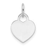 14k White Gold Plain .013 Gauge Engravable Heart 9.5x10mm Disc Charm