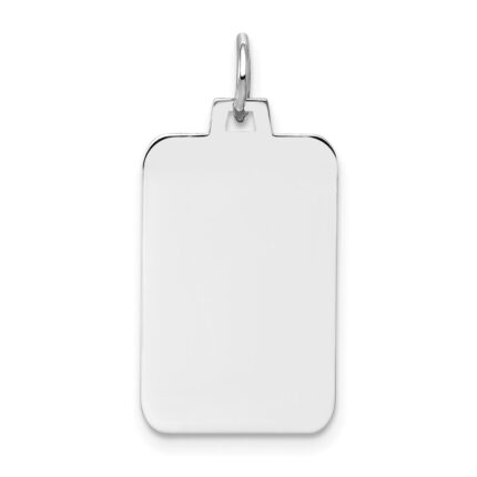 14k White Gold Plain .027 Gauge Rectangular Engravable 22x12mm Disc Charm