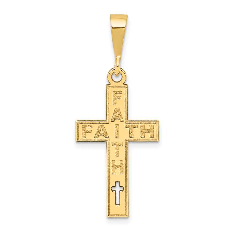 YC1198.jpg 14K Laser Cut FAITH Cross Charm - Image 1