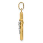 14k with White Rhodium Polished Hollow Crucifix Charm - Image 2