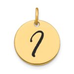 14k Polished Black Enamel Letter I Initial Disk Charm