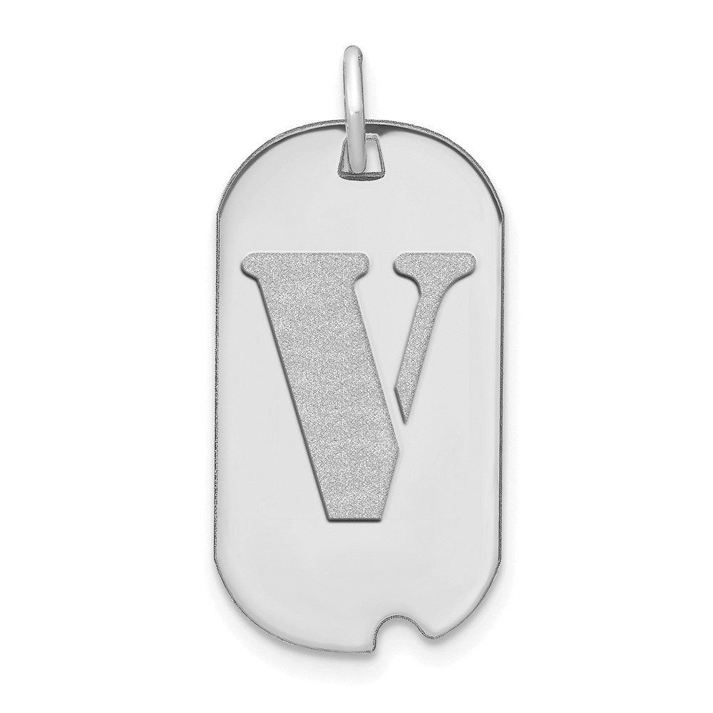 YC1439WV.jpg 14kw Polished Letter V Initial Dog Tag Pendant - Image 1