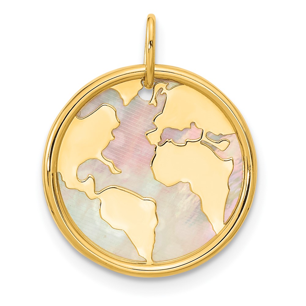 YC1476.jpg 14K Polished Mother of Pearl Earth Pendant - Image 1
