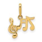 14K Polished Music Notes and Treble Clef Pendant