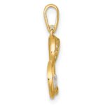 14k and Rhodium Polished White CZ Sideways Open Heart MOM Pendant - Image 2