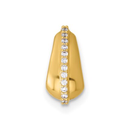 14k Polished CZ Domed Teardrop Chain Slide Pendant