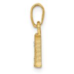 14KY with Rhodium Diamond Letter H Initial Pendant - Image 2