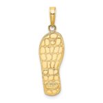 14K and White Rhodium 3-D Enameled Flowers On Green Flip Flop Pendant - Image 3