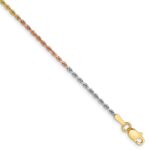 14K Tri-colored 1.5mm Diamond-cut Rope with Lobster Clasp Anklet