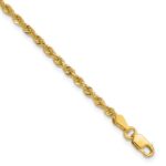 14K 2.25mm Diamond-cut Rope with Lobster Clasp Anklet
