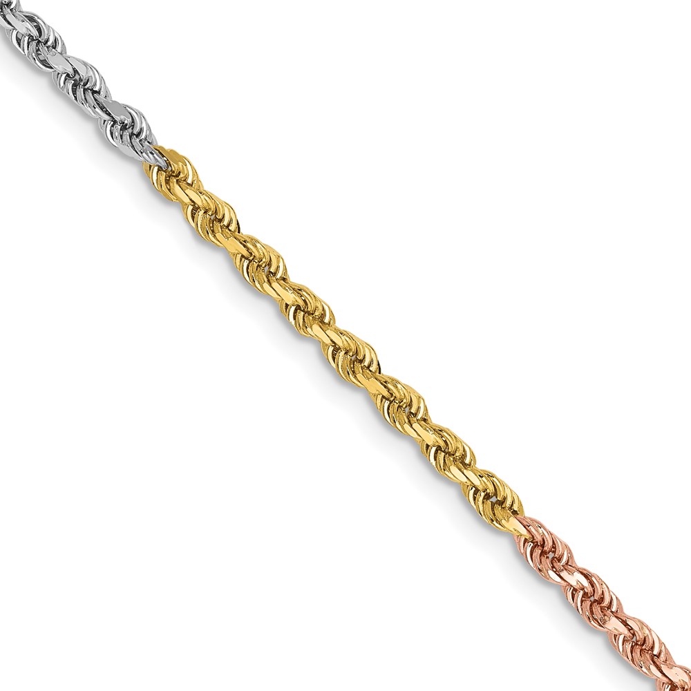 018TC-12.jpg 14K Tri-colored 2.5mm Diamond-cut Rope with Lobster Clasp Chain - Image 1