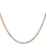 14K Tri-colored 2.9mm Diamond-cut Rope with Lobster Clasp Chain - Image 2