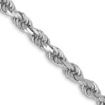 14K White Gold 3mm Diamond-cut Rope with Lobster Clasp Chain