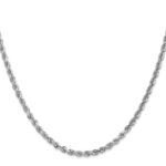 14K White Gold 3mm Diamond-cut Rope with Lobster Clasp Chain - Image 2