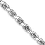 14K White Gold 3.5mm Diamond-cut Rope with Lobster Clasp Chain