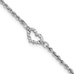10k White Gold Diamond-cut Open Heart and Rope Chain Anklet