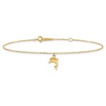 10k Polished Dolphin Charm Plus Extender - Total Anklet - Image 3