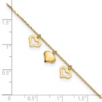 10k Polished Three Heart Dangles Plus Extender - Total Anklet - Image 4