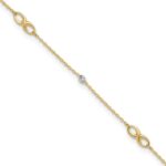 10K Two-Tone Infinity and Diamond-cut Beads Plus Extender - Total Anklet