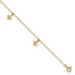 10k Polished Diamond-cut Star Dangles 5-Station Plus Extender - Total Anklet