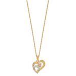 10k Tri-Color Black Hills Gold Hummingbird in Heart Necklace - Image 2