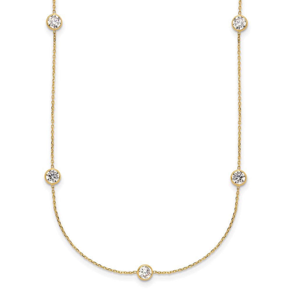 10C1472-18.jpg 10K Polished CZ 7 Station Necklace - Image 1