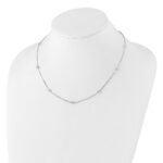 10K White Gold Polished CZ 9 Station Necklace - Image 3