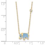 10K Polished CZ Enameled Elephant Necklace - Image 4