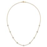 10k Polished Bezel-set Round CZ 9-Station 17.Necklace - Image 4