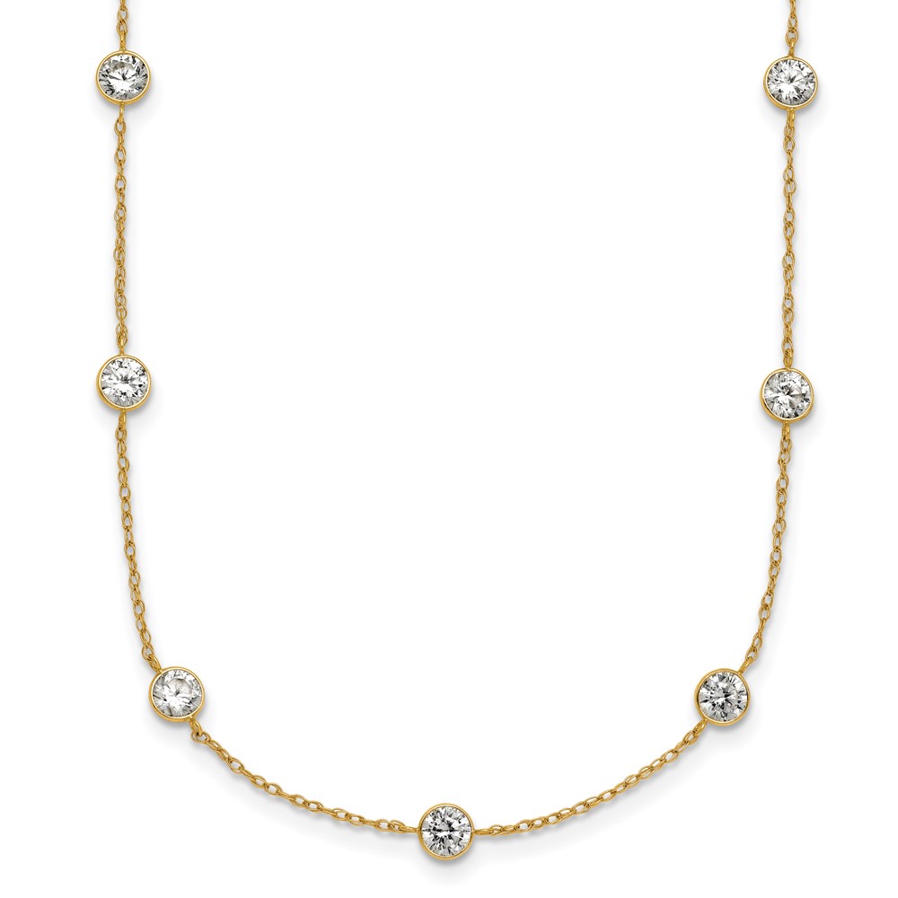 10C4981-17.5.jpg 10k Polished Bezel-set Round CZ 9-Station 17.Necklace - Image 1