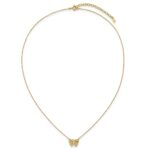 10k Polished and Diamond-cut Pierced Butterfly 15.with Extension Necklace - Image 4