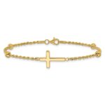 10k D/C Beaded Cross 7.5in Bracelet - Image 3