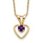 10k Madi K 3mm Amethyst Heart Birthstone Necklace