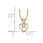 10k Madi K 3mm Aquamarine Heart Birthstone Necklace - Image 3