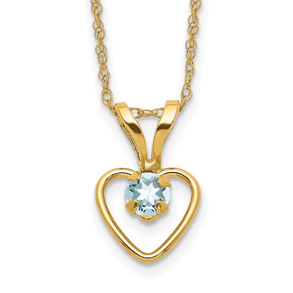10GK402-15.jpg 10k Madi K 3mm Aquamarine Heart Birthstone Necklace - Image 1