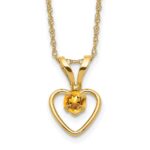 10k Madi K 3mm Citrine Heart Birthstone Necklace