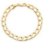 10k 7.4mm Satin & Diamond-cut Fancy Link Bracelet - Image 3