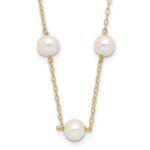 10k 5.5-6.5mm White Near-Round Freshwater Cultured Pearl 12-Station Necklace