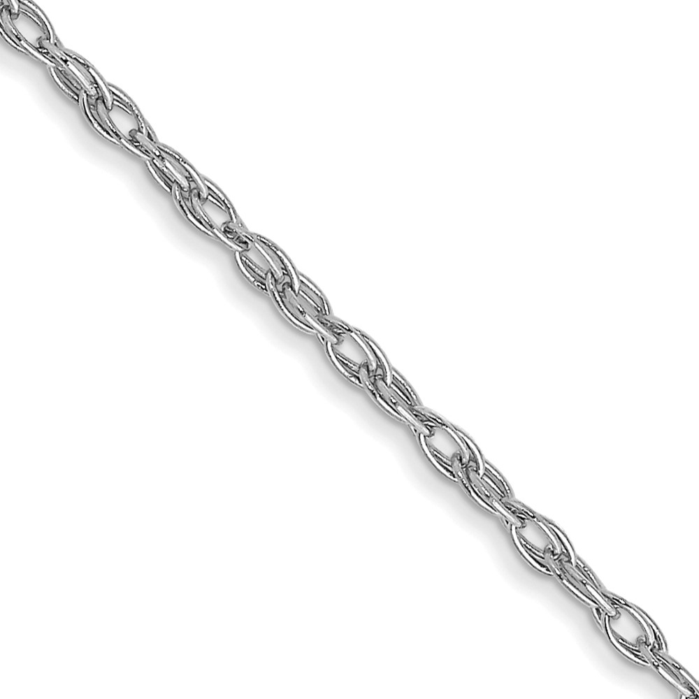 10RW.jpg 14K White Gold Carded 1.35mm Cable Rope with Spring Ring Clasp Chain - Image 1