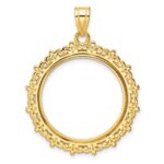 Wideband Distinguished Coin Jewelry 14k Polished Fancy 22.0mm Prong Coin Bezel Pendant