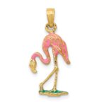 14k Enameled Pink Flamingo Pendant