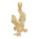 14K Satin Diamond-cut Eagle Pendant - Image 3