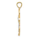 14k and White Rhodium Diamond-cut Frog in Heart Pendant - Image 2