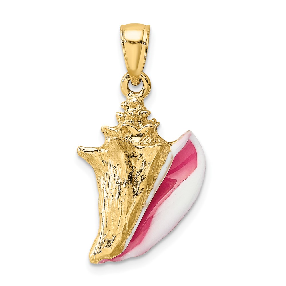 K6654-1.jpg 14K 3-D Pink and White Enamel Conch Shell Charm - Image 1