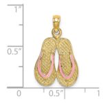 14k 3-D Pink Enameled Double Flip-Flop Charm - Image 3