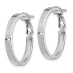 14k White Gold 3x20mm Polished Square Tube Round Hoop Earrings - Image 2
