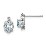 Sterling Silver Rhodium-plated Aquamarine & Diam. Earrings