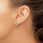 Sterling Silver Rhodium-plated Aquamarine & Diam. Earrings - Image 3
